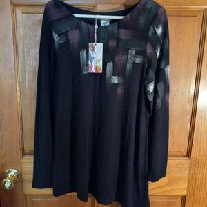 NWT Dolcezza Womens XL Long Sleeve Asymmetrical Sweater